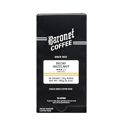 Baronet Coffee Pods [DECAF Hazelnut-54 Pods] Flavored Single Cup Use, Like Senseo [3 Boxes of 18 Single Serve 10 Gram] Regular Strength, Med Roast