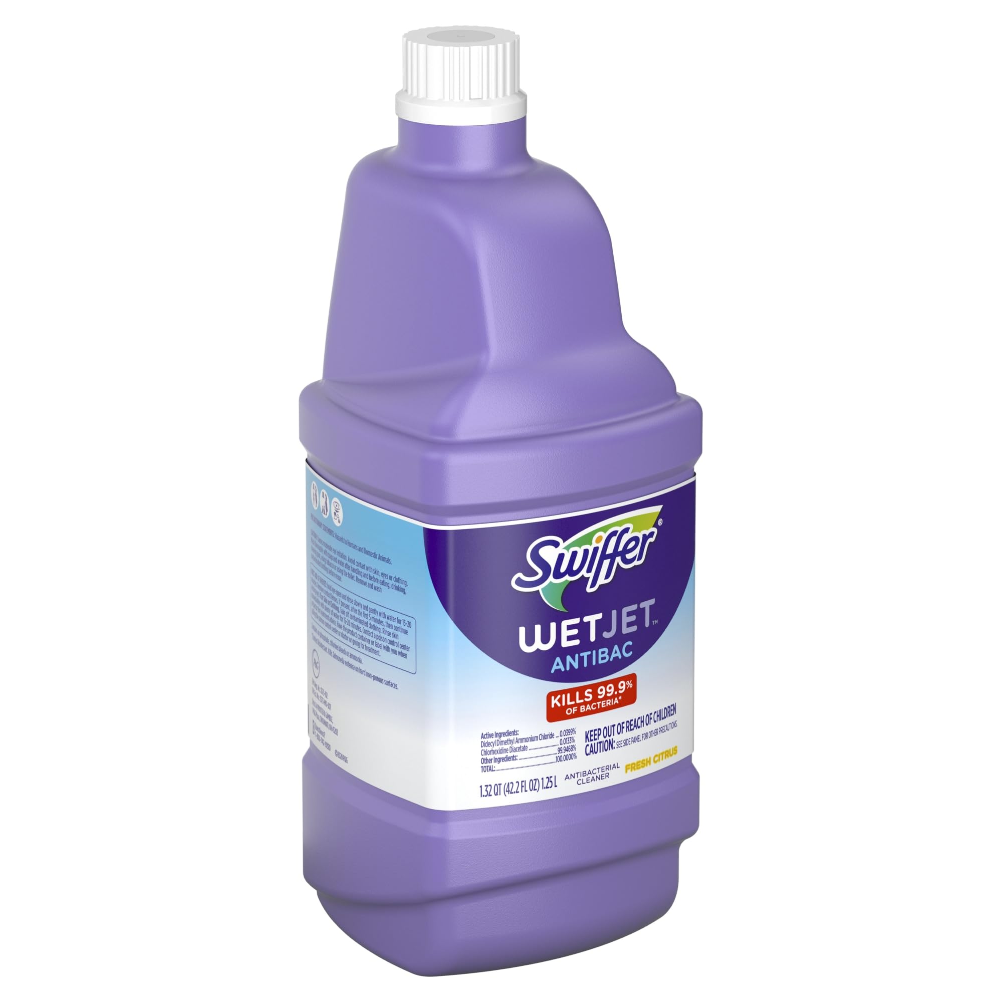 Swiffer WetJet Antibacterial Solution Refill for Floor Mopping and Cleaning, All Purpose Multi Surface Floor Cleaning Solution, Fresh Citrus Scent