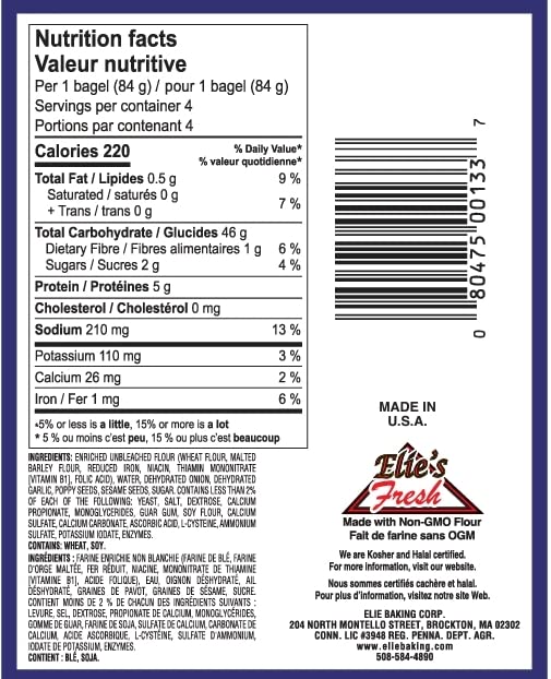 Mixed Case of Elie's Bagels 6 packs per case 4 bagels per pack- 8 Plain, 8 Everything & 8 Sesame-24 total Bagels.