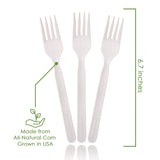 100% Compostable Forks - 140 Large Disposable Utensils (7 in.) Eco Friendly Durable and Heat Resistant Alternative to Plastic Forks with Convenient