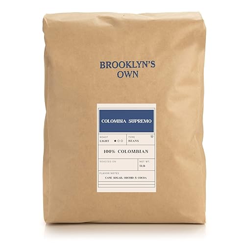 Brooklyn's Own Light Roast Colombia Supremo Whole Bean Coffee - 100% Colombian Beans (5 LB)