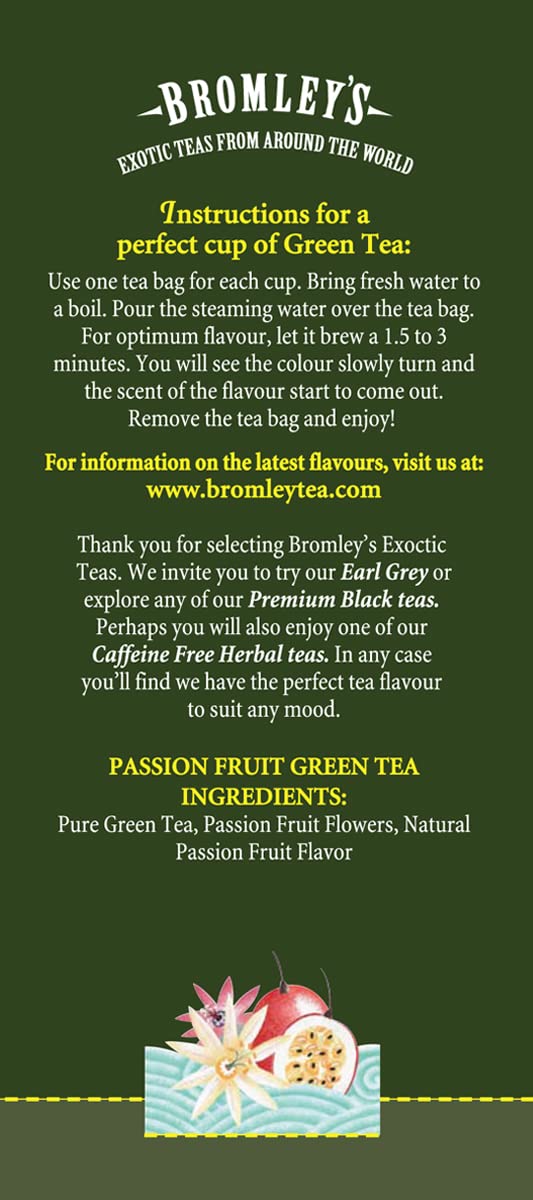 Bromley's Passion Fruit Green Tea, 24 Count (Pack of 6)