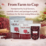 ZAVBE Dried Hibiscus Flowers for Tea - Whole Loose Leaf Hibiscus (Flor de Jamaica) - Cut and Sifted - Resealable Pouch - Caffeine Free Herbal Tea