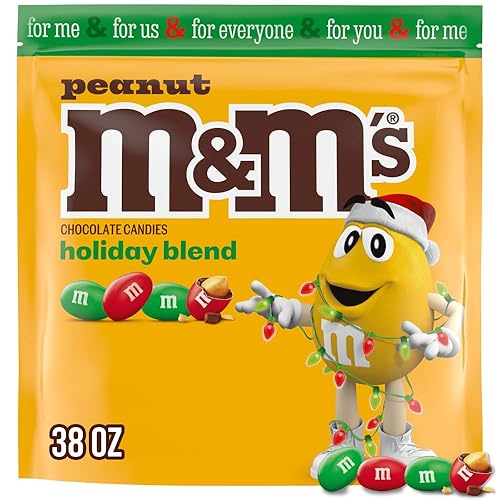 M&M'S Peanut Christmas Candy, Chocolate Christmas Stocking Stuffers, Red and Green Candy Bulk 38 oz Bag