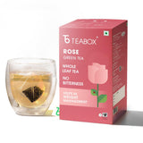 Teabox Premium Darjeeling Green Tea With Natural Rose Petals |100% Whole Leaf & 0% Bitterness | Green Tea From The Himalayas | 25 Tea Bags (Low
