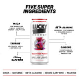 Lucky Energy Sugar Free Energy Drinks, Red Ryder Punch, 16oz Cans (12-Pack) Healthy, Zero Sugar Energy Drink with Maca, Ginseng, Beta-Alanine, Taurine