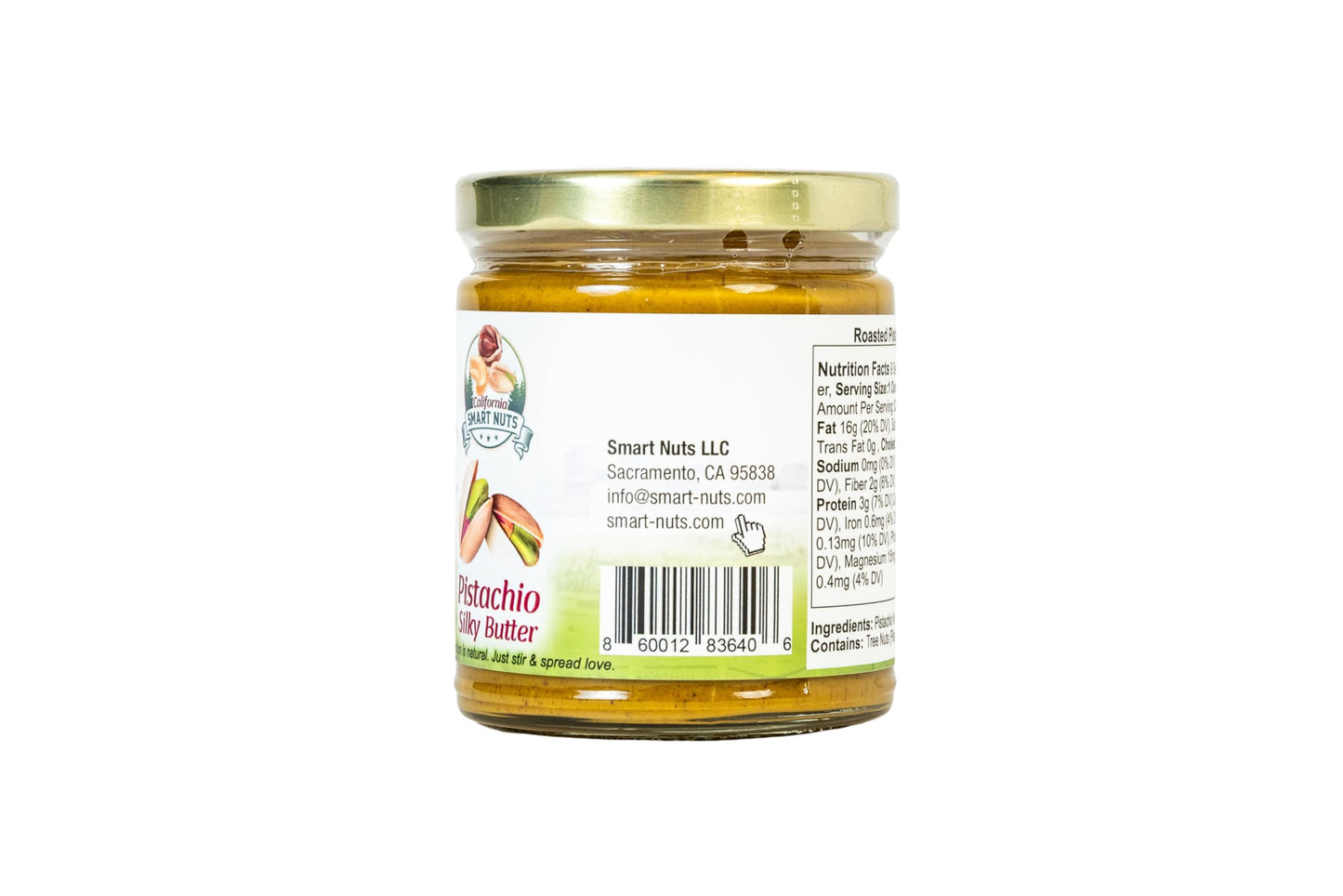 Smart Nuts Pistachio Nut Butter - Roasted Pistachios with Honey & Tahini, Creamy Artisan Spread, 9 oz