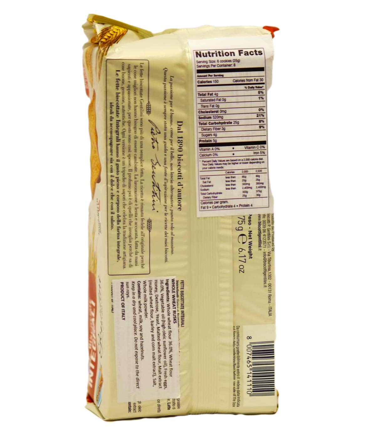 GENTILINI | Fette Biscottate | Integrali | Pack of 3 | Toast