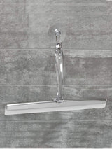 iDesign Zia Metal and Plastic Bathroom Squeegee for Shower, Glass Doors, Floors, Mirrors, with Suction Hook Holder , 12 Inches, Clear and Stainless