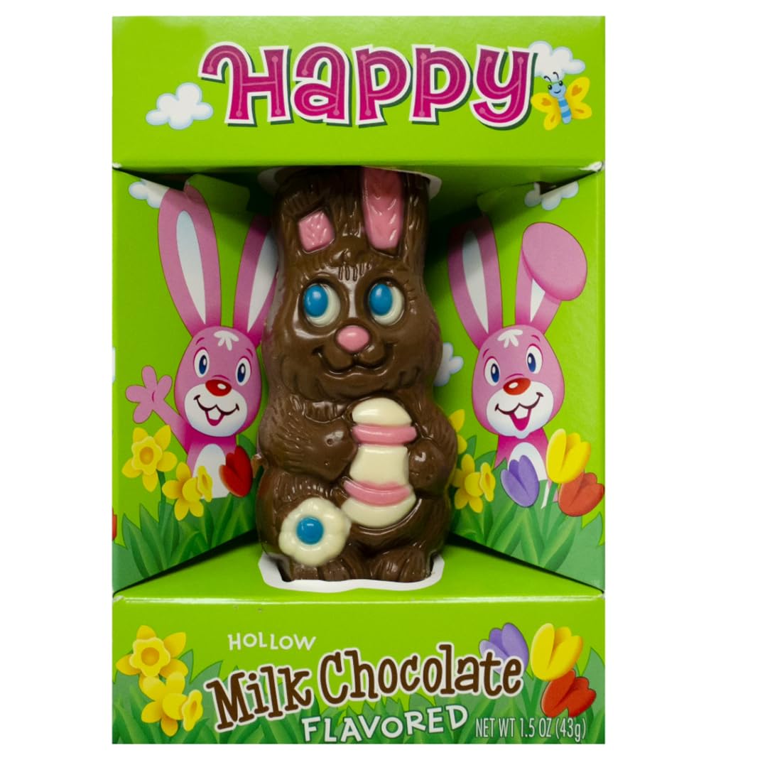2-Count Fruidles Easter Bunny Rabbit Milk Chocolate Bunnies with Basket Easter Eggs, Individually Wrapped in Gift-Box, Kosher Certified Dairy, 1.5oz