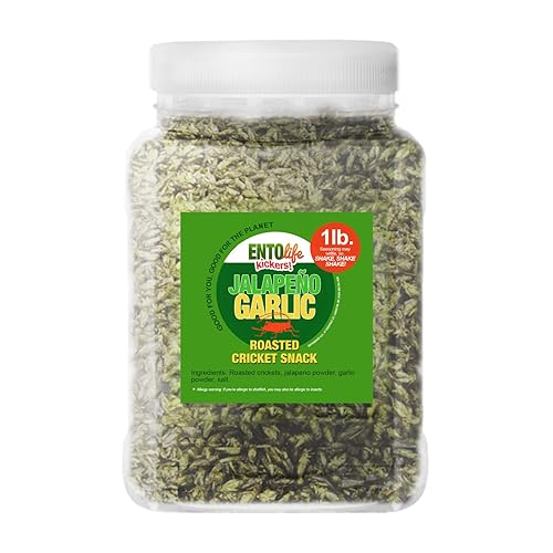 Jalapeno Garlic Flavored Edible Crickets - Pound Size - Pound Size - Crickets you can eat - Farm raised for human consumption, 16 Ounce