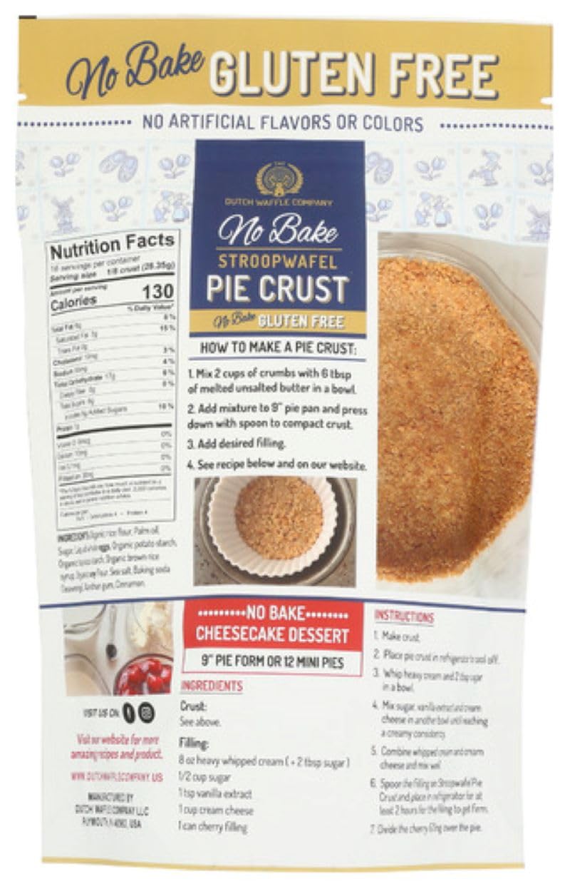 Dutch Waffle Company Gluten-Free No Bake Stroopwafel Pie Crust Mix, 1 lb Pouch, Makes Two 9-Inch Pie Crusts, Caramel Cookie Crust