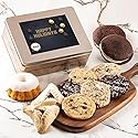 Dulcet Gift Baskets Happy Holiday Tasteful Treats Tin Gift Basket Filled with Gourmet Bakery Goods Ideal Gift Idea for, Wife, Girlfriend, Mom