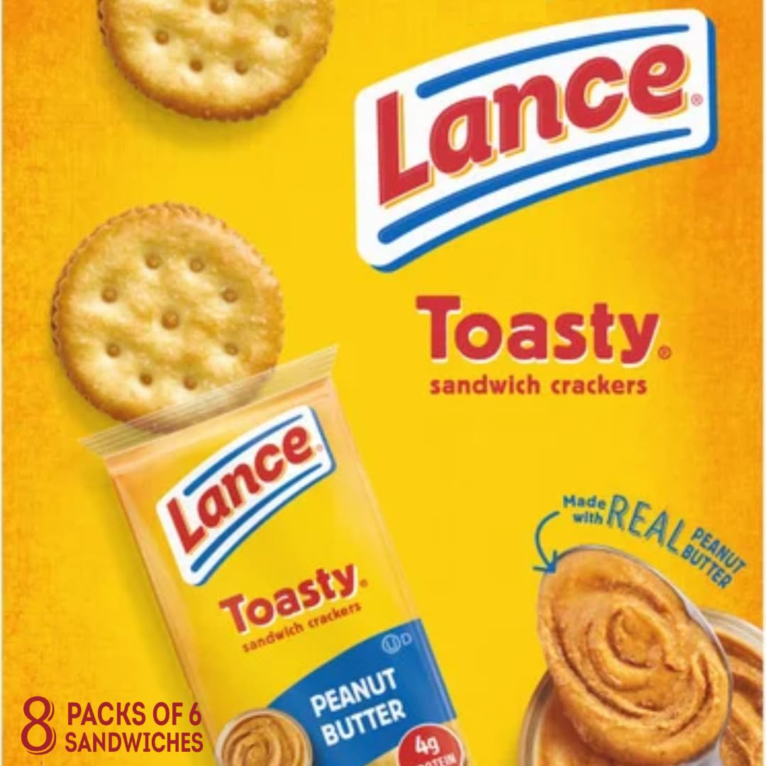 Sandwich Crackers Variety Pack, 40 Individual Snack Bags - Quality Lance Snacks, Featuring Toasty, Toastchee & Captain's Wafers