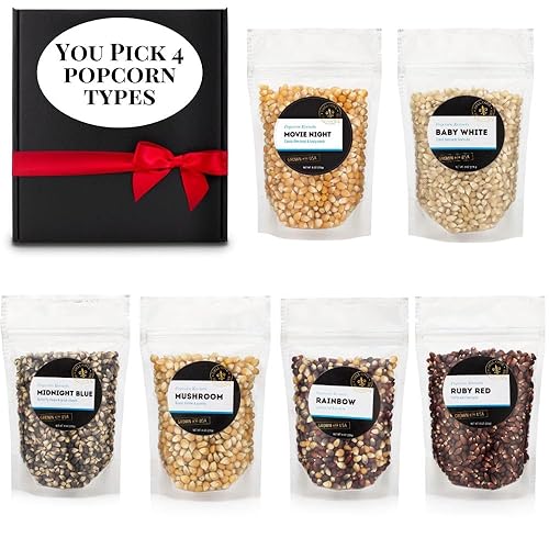 Dell Cove Spices | Custom Popcorn Snacks Pick Your Own Gift Set of 4 | Non-GMO & Gluten Free Popcorn Accessories