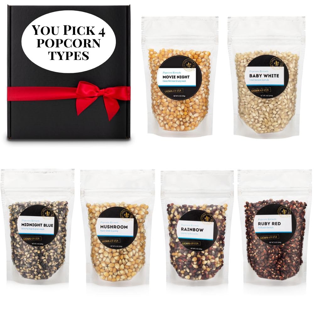 Dell Cove Spices | Custom Popcorn Snacks Pick Your Own Gift Set of 4 | Non-GMO & Gluten Free Popcorn Accessories