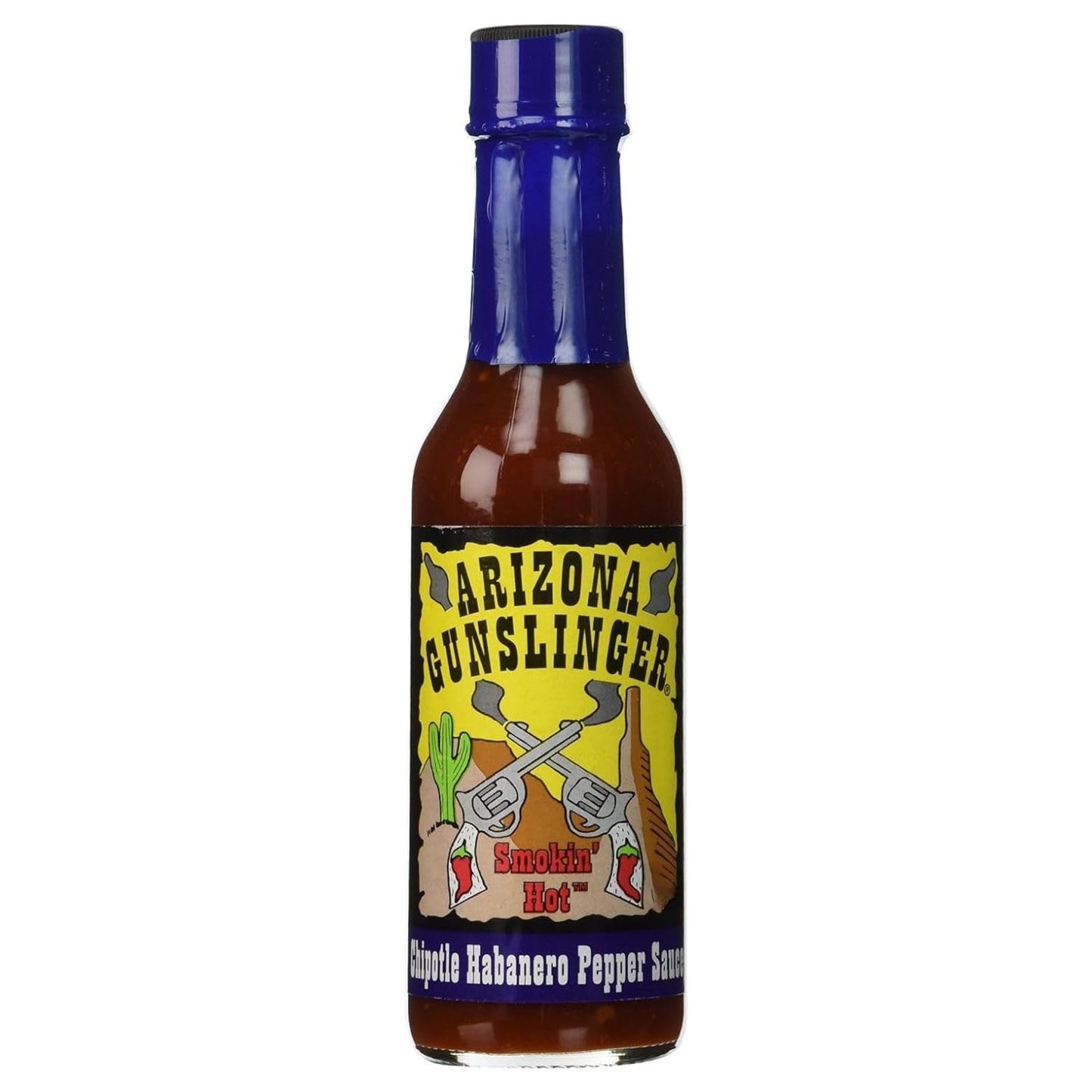 Arizona Gunslinger Chipotle Habanero Pepper Sauce - Smoky Hot Sauce Bottle, No Calorie Marinade & Salsa for Tacos, BBQ, Grilled Meats & Dips, Real