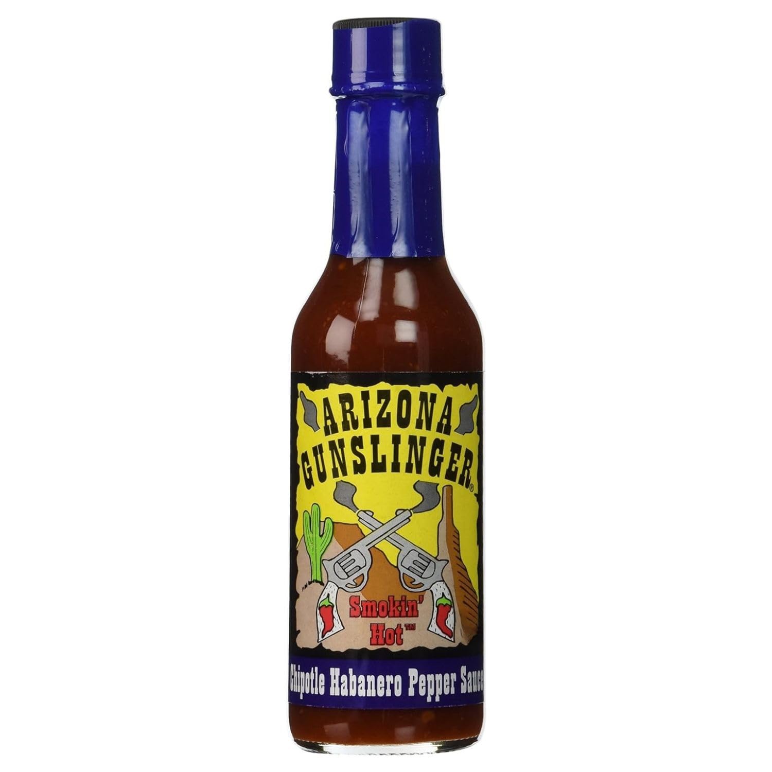 Arizona Gunslinger Chipotle Habanero Pepper Sauce - Smoky Hot Sauce Bottle, No Calorie Marinade & Salsa for Tacos, BBQ, Grilled Meats & Dips, Real