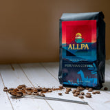 Allpa Peruvian Coffee 12 oz, Whole Bean Coffee, Medium Roast, Single Origin Coffee, Cafe Peruano, All Natural Beans, Product of Peru