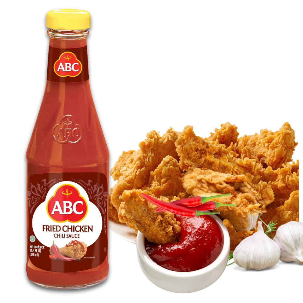 ABC Fried Chicken Chili Sauce, 11.3 Oz, Spicy Sriracha Style Sambal, No MSG, Umami Flavor, Indonesian BBQ Dip Made with Chili & Garlic