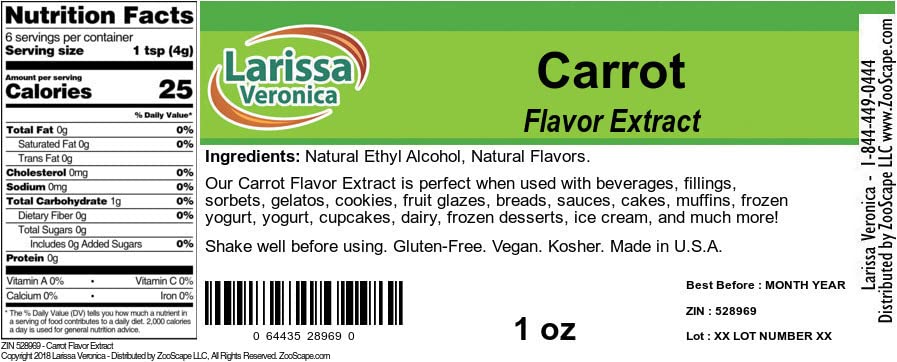 Carrot Flavor Extract (1 oz, ZIN: 528969)