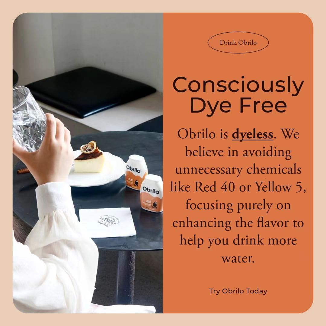 Obrilo Water Enhancer Liquid Flavoring Drops - ZERO Sugar/Calorie, Dye Free, Naturally Flavored Drink Syrup, 2.0 fl oz x 2 Bottles for Kids & Adults