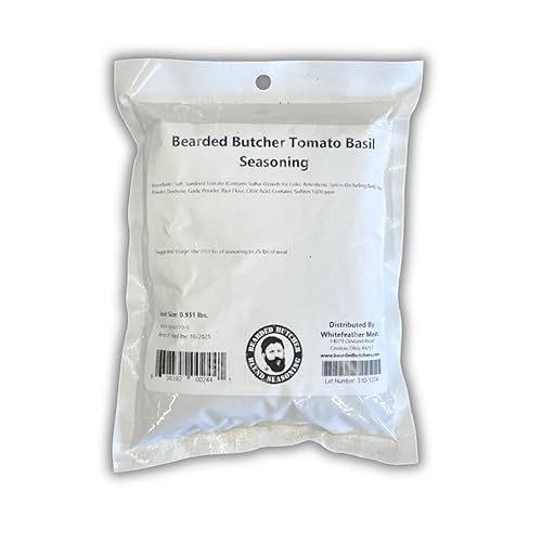 Bearded Butchers Tomato Basil Seasoning, 15 oz - For Up to 25 lbs of Meat - Perfect for Bratwurst, Chicken Jerky, and Smoked Meats - No Added MSG