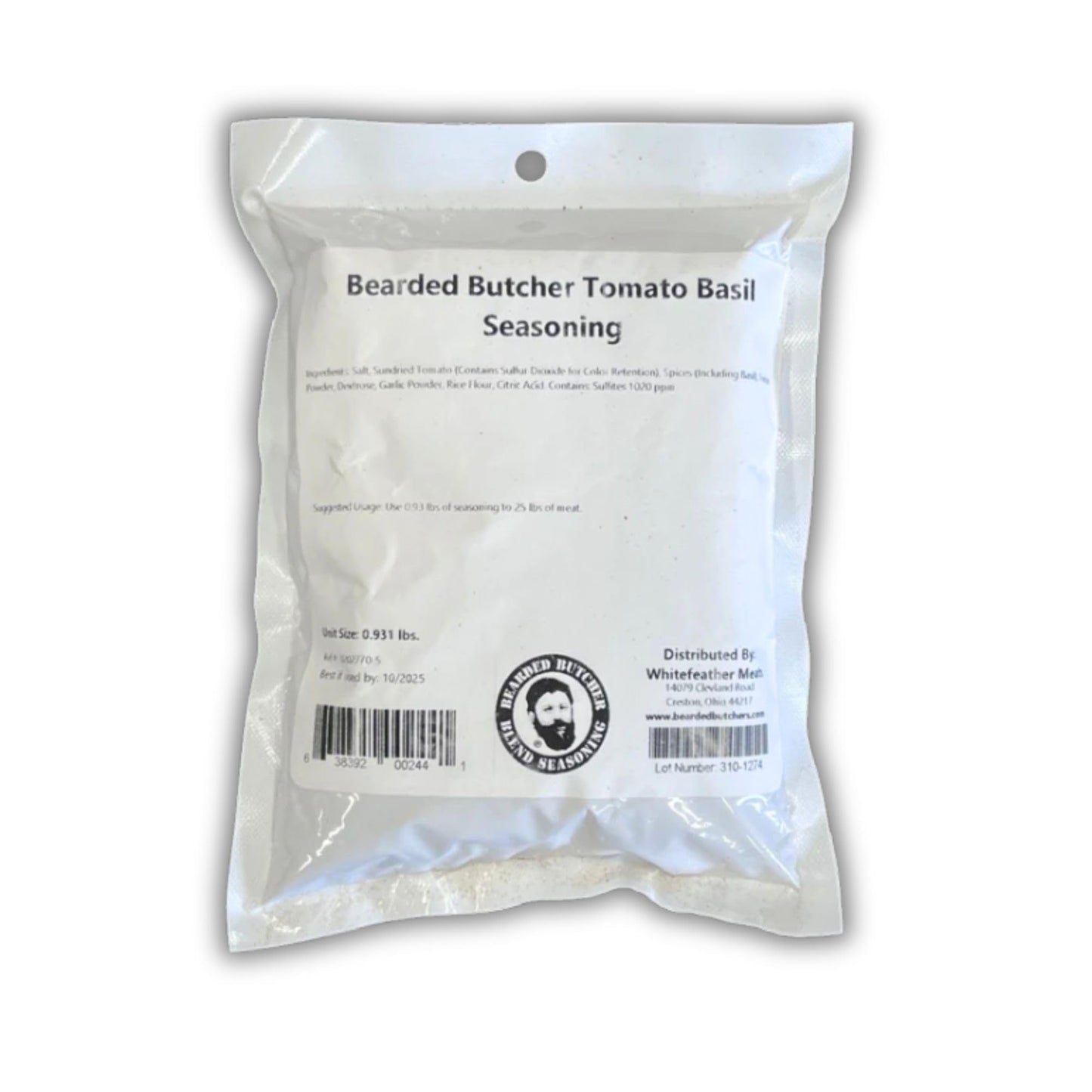 Bearded Butchers Tomato Basil Seasoning, 15 oz - For Up to 25 lbs of Meat - Perfect for Bratwurst, Chicken Jerky, and Smoked Meats - No Added MSG