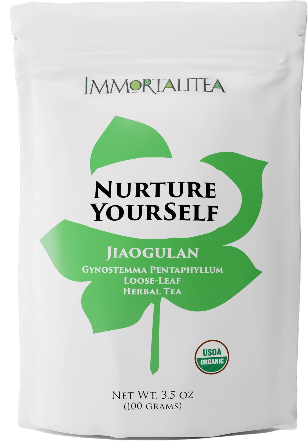 Gynostemma Tea USDA Organic Jiaogulan Loose Leaf Tea | Naturally Sweet Adaptogen | AMPK Metabolic Activator | Caffeine-Free Herbal Tea by Immortalitea