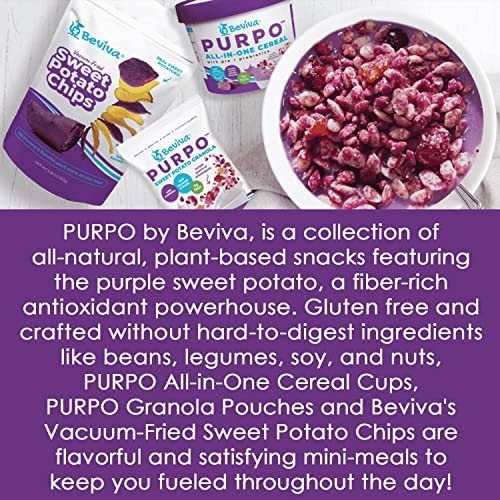 Beviva's PURPO Granola: Vegan, gluten-free, prebiotic inulin, purple sweet potato, fruit, high fibre and low sugar, healthy snacks, ice cream/yogurt