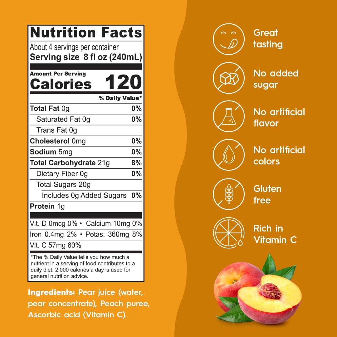 Ceres Peach Juice Blend, 3-Pack - 100% Natural, Rich in Vitamin C, No Added Sugar, Artificial Colors, or Flavors, Kosher Certified, 33.8 Oz Ea (1