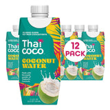 Thai Coco Organic Coconut Water, 100% Pure & Unsweetened, No Sugar Added, USDA Organic, Natural Electrolytes Hydration Drink, 11.2 fl oz Tetra Carton