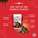 brittle-brittle Roasted Almond Toffee Candy with Dark Chocolate, Handcrafted Gourmet Dessert, Individually Wrapped Treat, Perfect Snack or Gift, 4oz