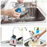 Sink Cat Dish Sponge Scrubber for Washing Dishes Dishwashing Cloth Scrubber Pack of 4 (BluePink Set)
