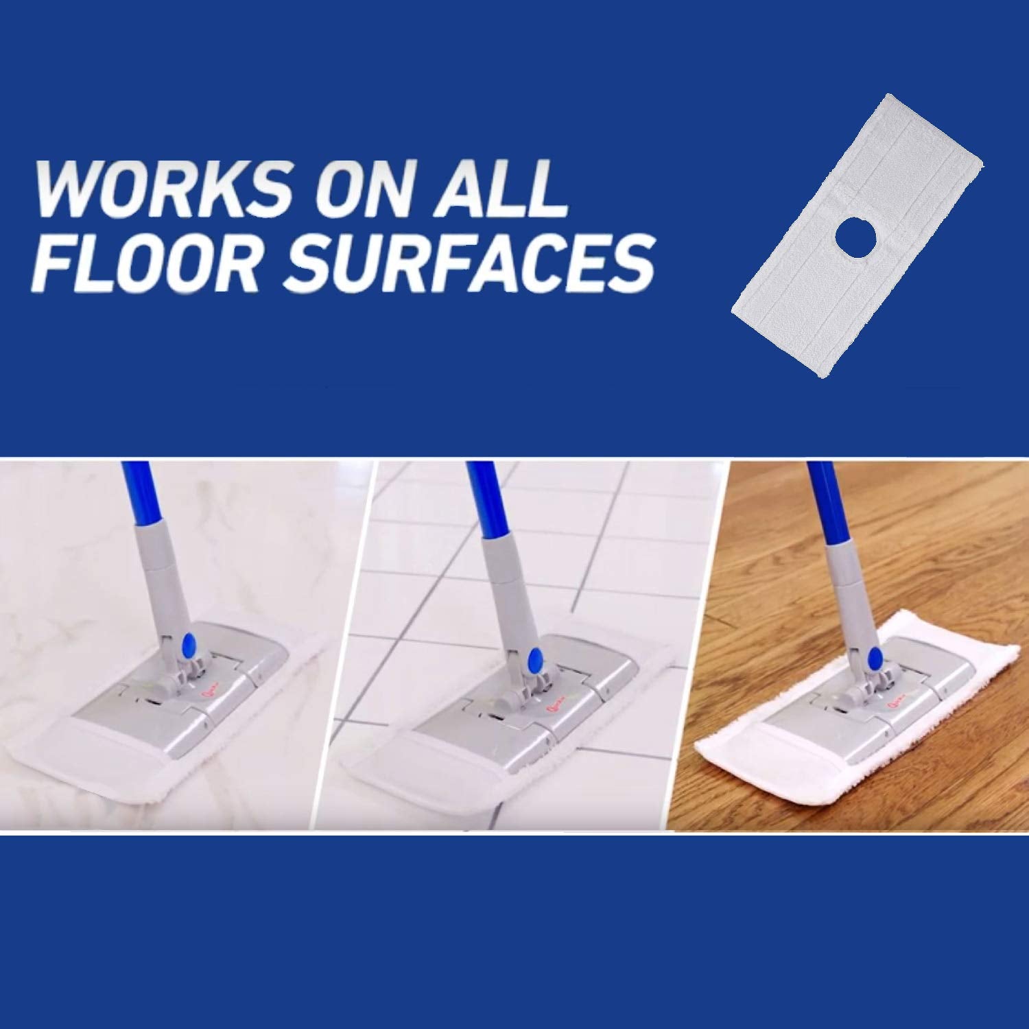Quickie 2052225 Pad Refill for Flat Spin Wringing Bucket Floor Cleaning System, Microfiber Mop Head Only, 1-Pack, Gray