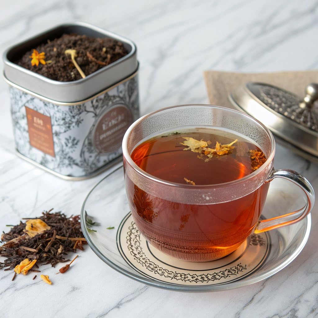 Premium Earl Grey Bergamot Decaf Tea Bags 50 Pack Designer Tin, Crafted in Sri Lanka, Naturally Decaffeinated Herbal Teabags Full Bodied Flavor, Keto