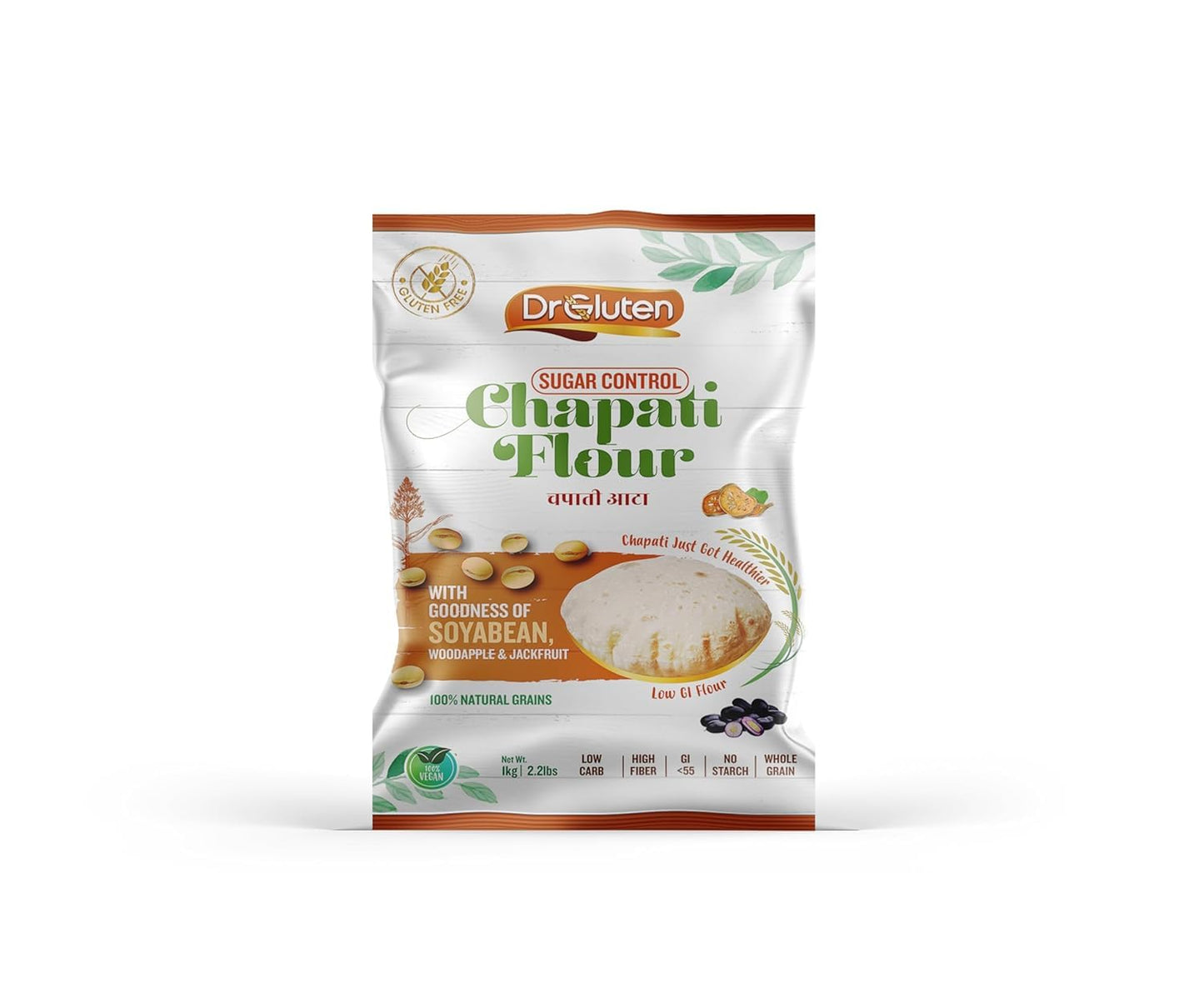 Dr. Gluten Sugar Control Flour - Low GI <55 Multigrain Gluten-Free Atta | High Fiber, Low Carb | Dietitian Recommended | With Millets, Seeds