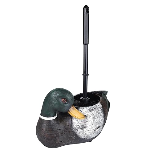 Needzo Mallard Duck Toilet Brush with Holder, Rustic Bathroom Decoration, Cabin Home Accessory