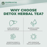Elephantal Wellness Premium Detox Herbal Tea | Daily Liver, Kidney, Blood & Digestive Support with Turmeric, Nettle Tea, Milk Thistle, Dandelion Tea