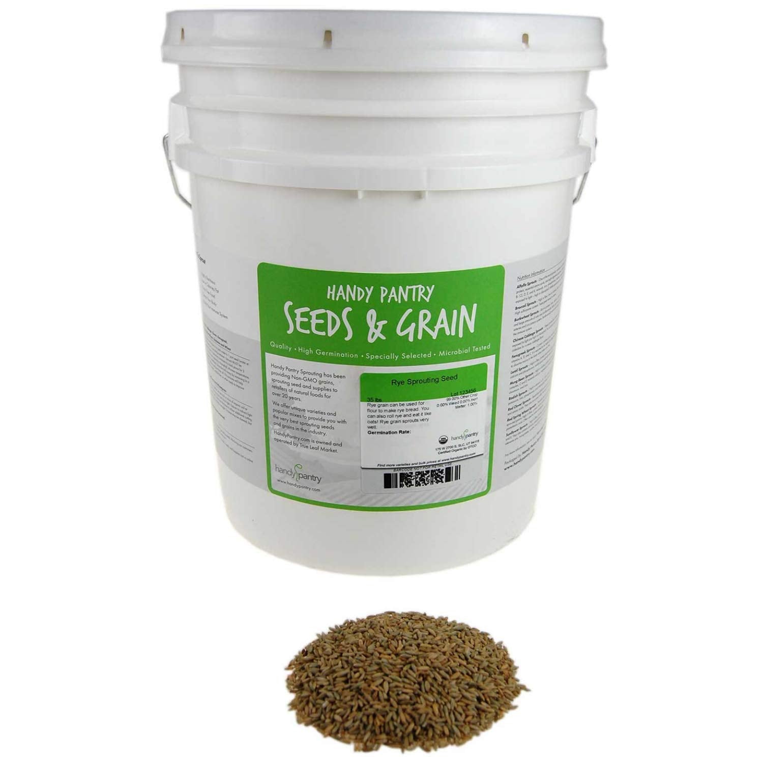 35 Lb Bulk Organic Rye Grain Seeds - Rye Seed for Sprouting Rye Berries, Rye Seeds for Organic Rye Flour, Rye Meal, Rye Pasta, Marble Rye Bread, Rye