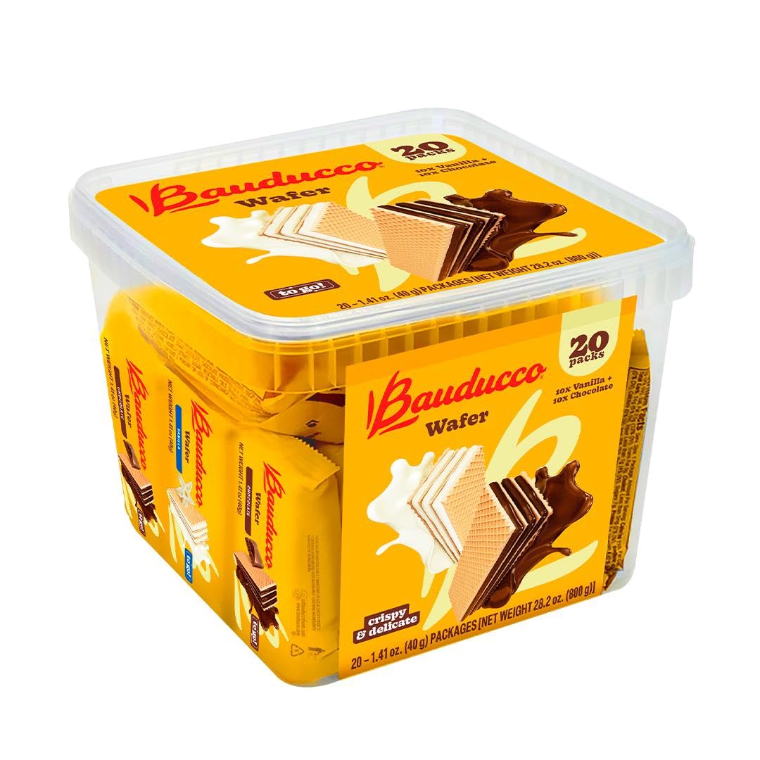 Bauducco Chocolate & Vanilla Wafer Cookies - Convenient Single Serve Wafer Cookies With 3 Layers of Cream - Delicious Sweet Snack on the go or Dessert