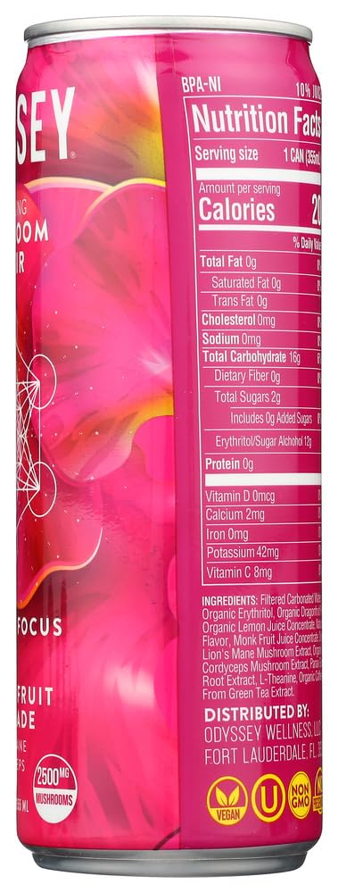 Odyssey Mushroom Elixir Dragon Fruit Lemonade Sparkling Mushroom Elixir, 12 FZ