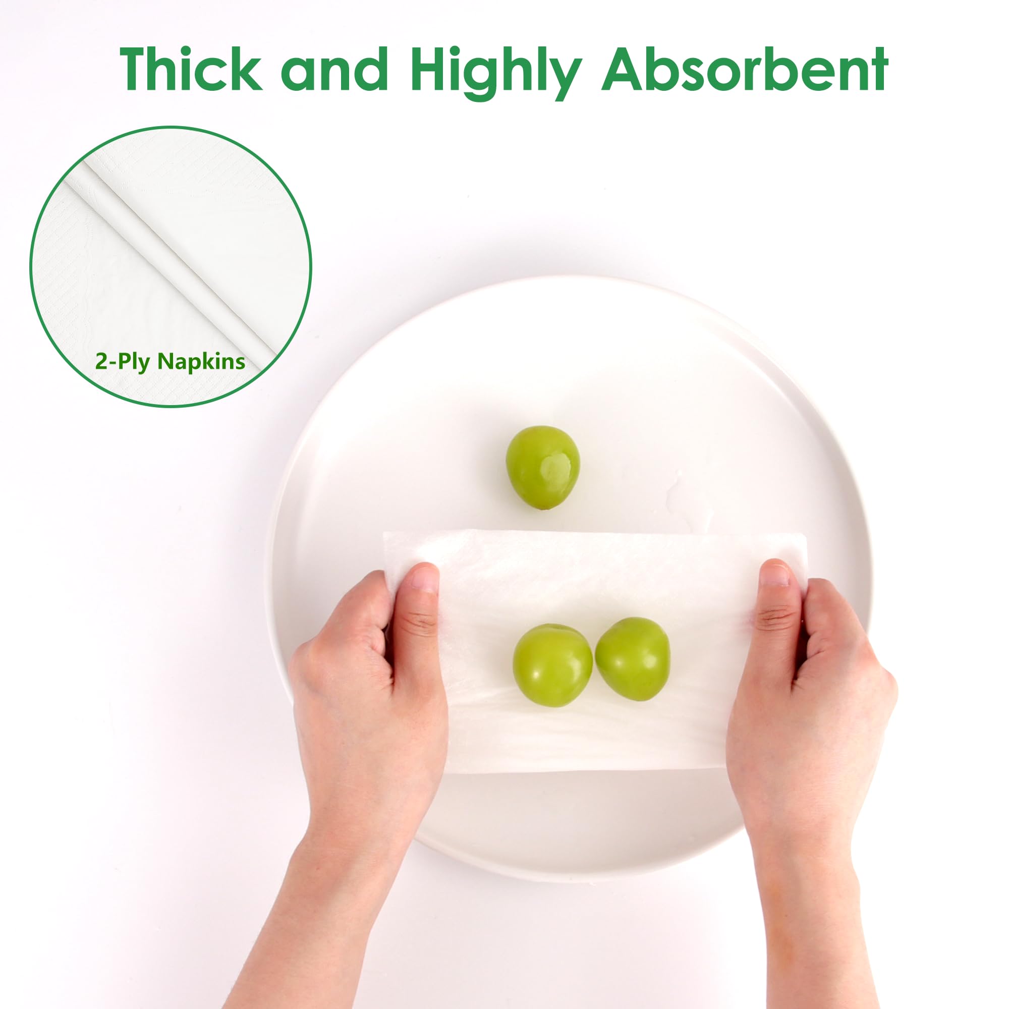 FEHHTO Disposable Napkins - 200 Count Everyday Paper Napkins - 13"x13", 2-Ply Premium Quality Dinner Napkins - Soft, Absorbent for Kitchen