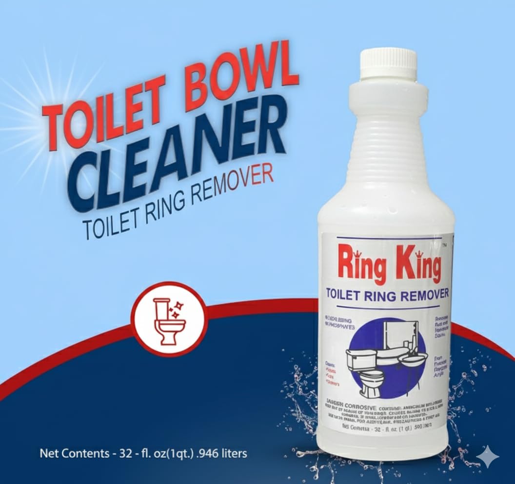 Ring King Toilet Ring Remover, 32 oz, with flip-top applicator - Heavy-duty for rust, hard water, and mineral stains in toilets. Restores severely