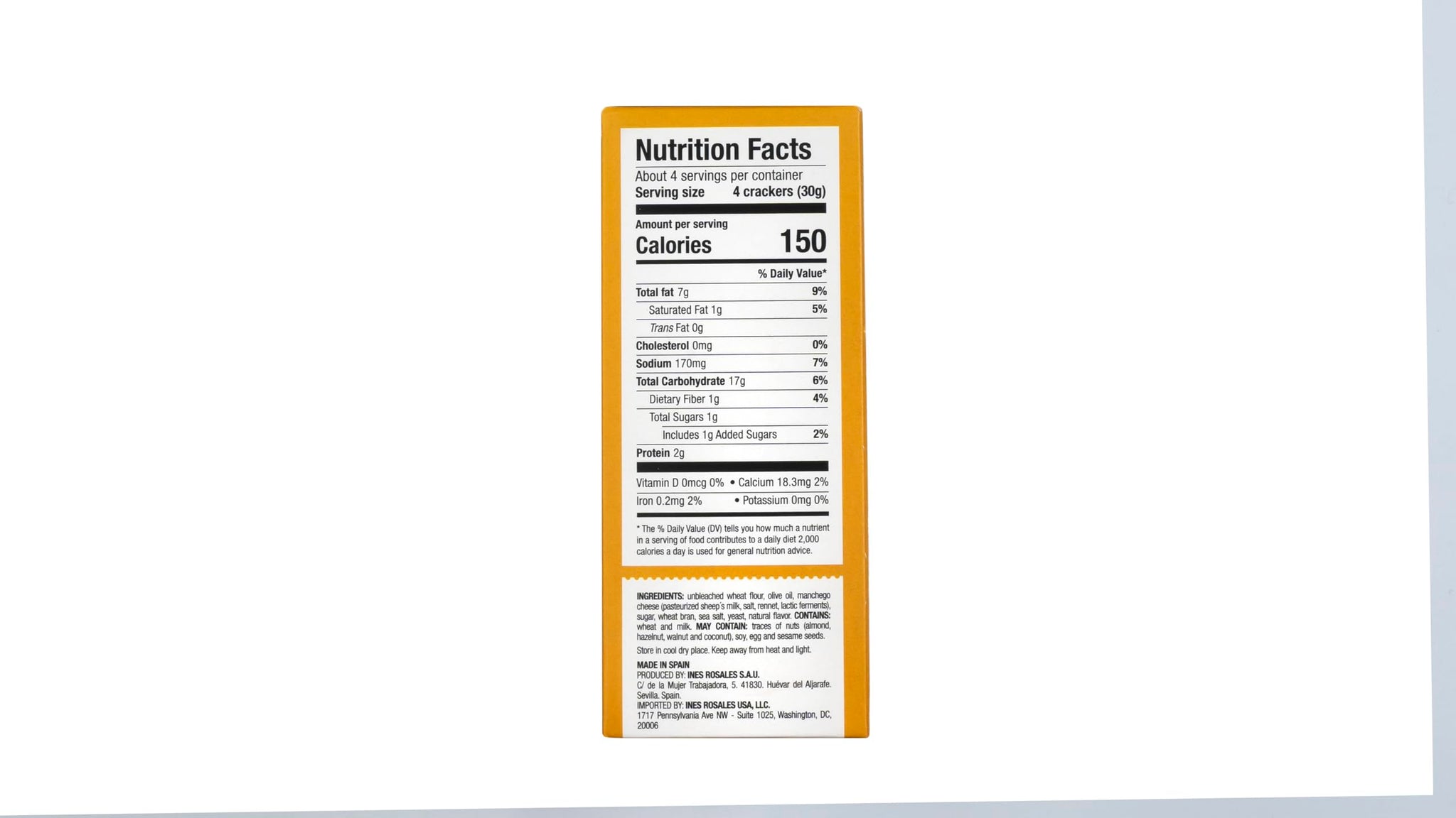 Ines Rosales Manchego Cheese Olive Oil Crackers 12/4.44 Oz