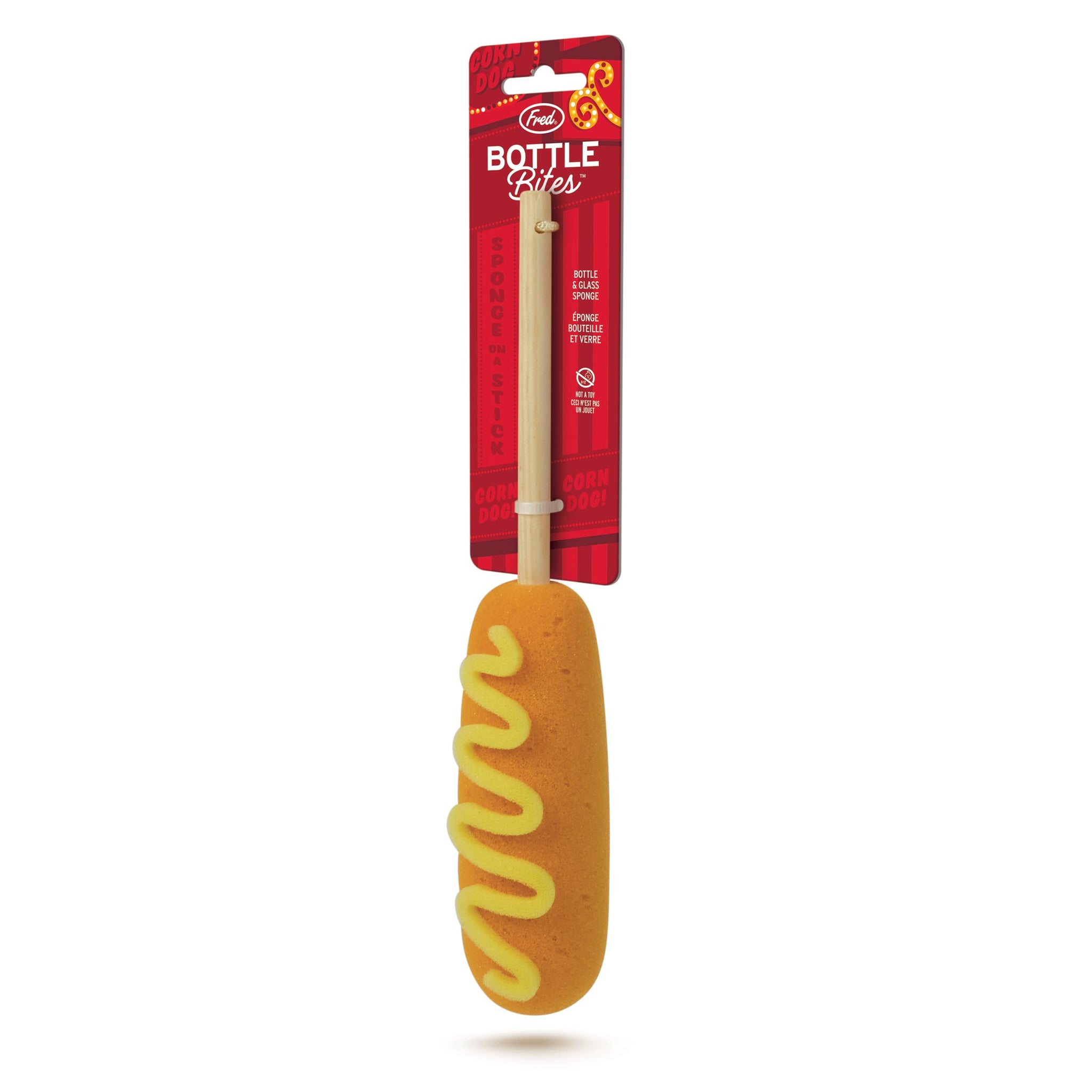 Genuine Fred Bottle Bites Corn Dog Bottle Brush Long-Handle Sponge, Fun and Unique Design, Gift-Ready Packaging