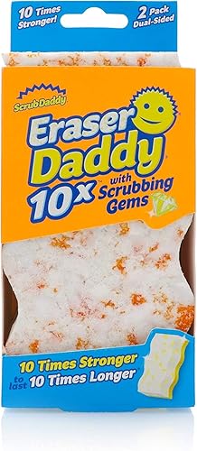 Scrub Daddy Eraser Sponge - 10x More Durable Than Traditional Erasers with Scrubbing Gems - Removes Dirt, Scuffs & Stains - Water Activated Sponge