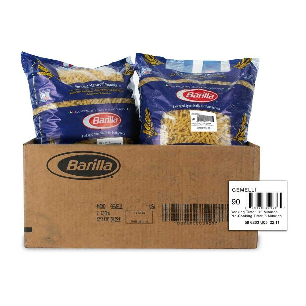 Gemelli Pasta, 10 Pound -- 2 Case