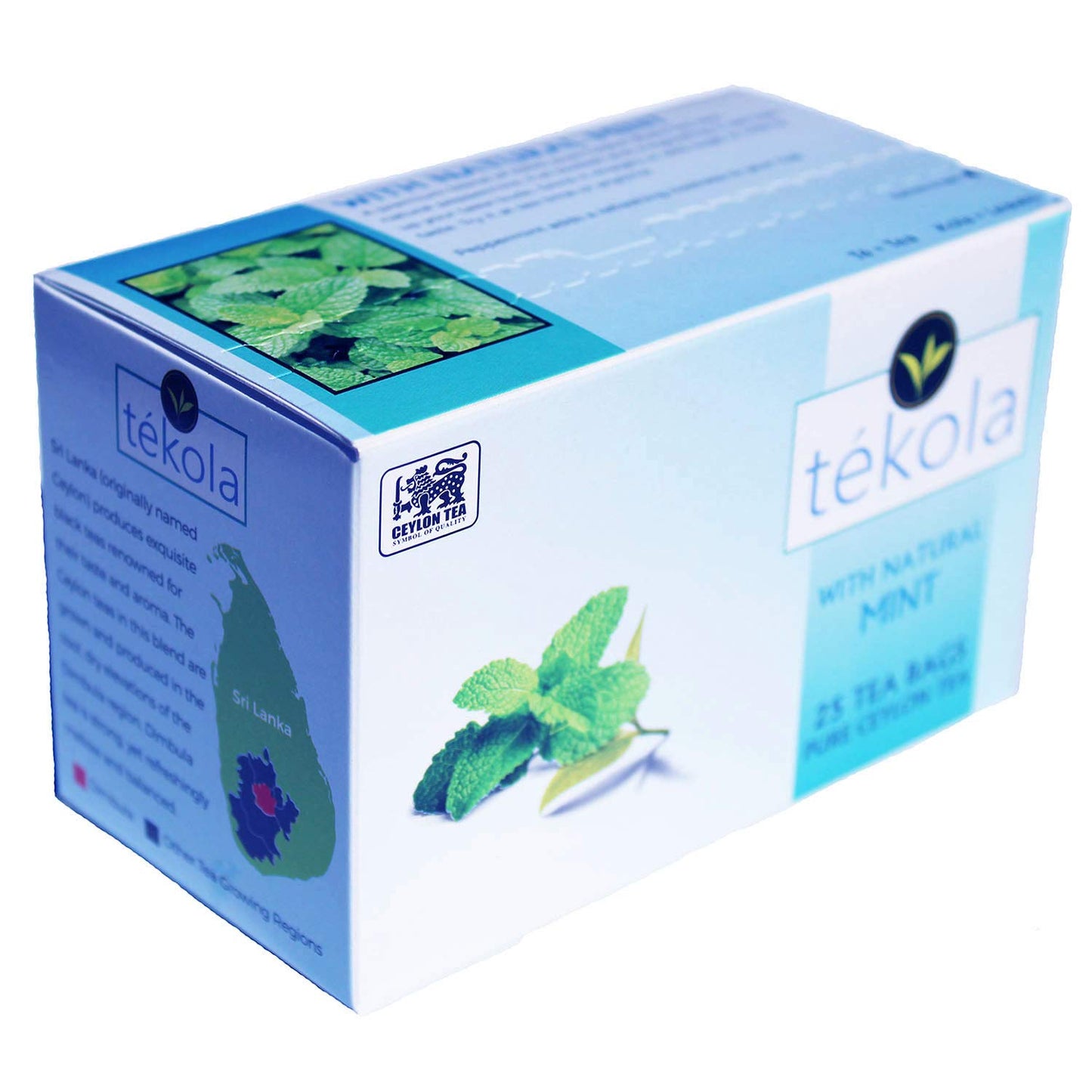 tekola, Ceylon Black Tea with Peppermint flavor. A premium blend of 100% pure Ceylon Tea. Full-bodied and invigorating, it will liven up your taste