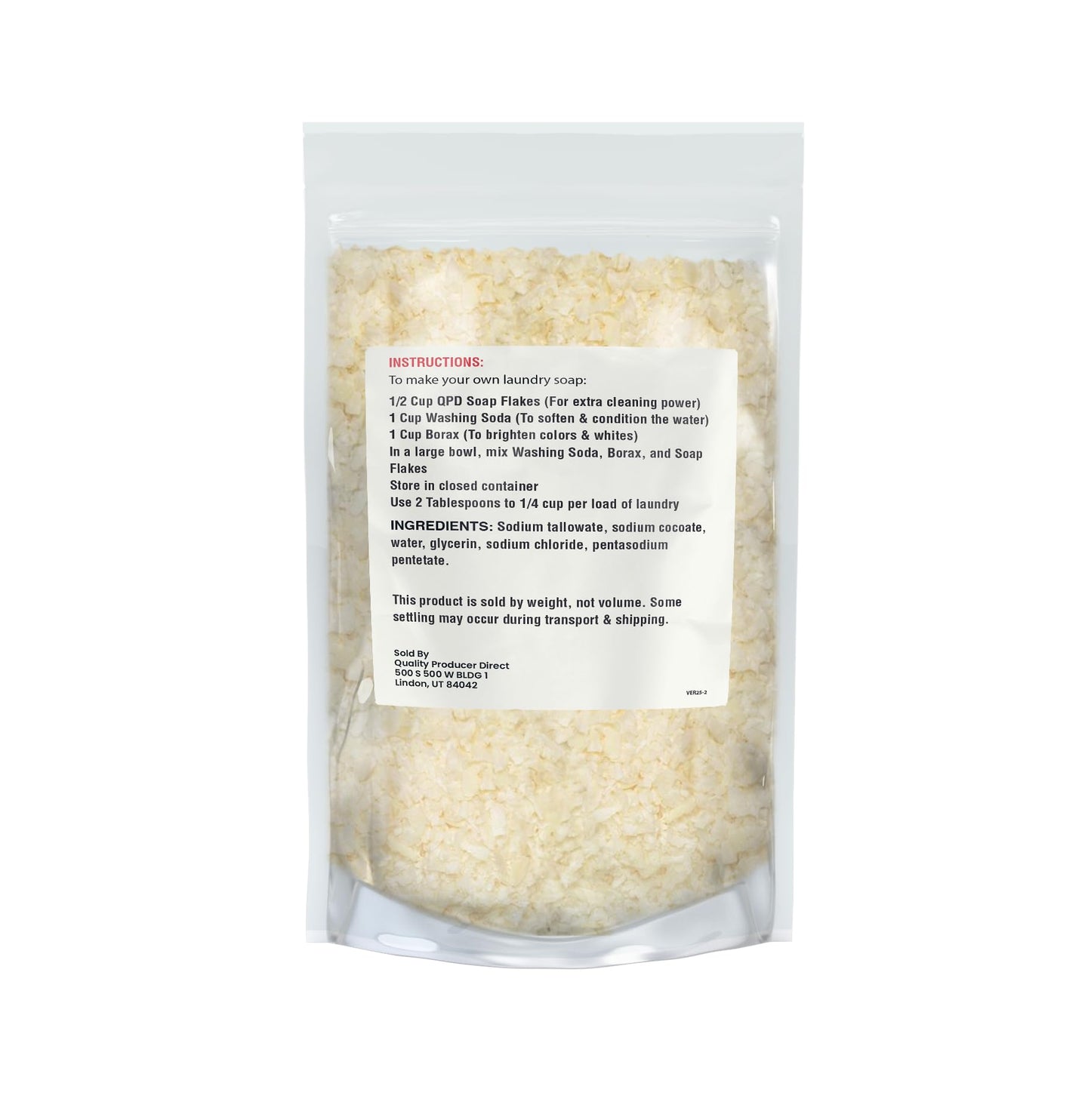 Quality Producer Direct Soap Flakes (1 lb) Gentle, Unscented, DIY Liquid & Powdered Homemade Laundry Detergent